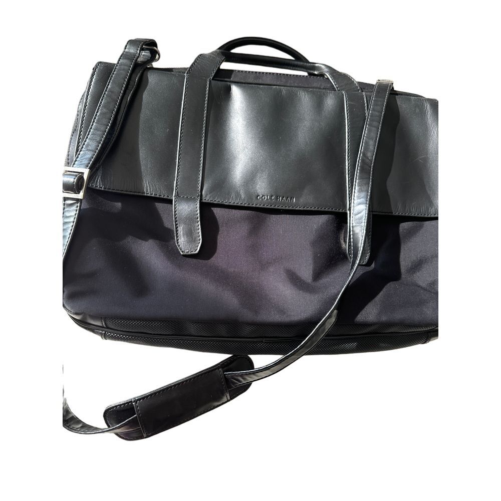 Cole Haan Briefcase Laptop Case Bag Removable Strap Nylon Leather Multi Pockets